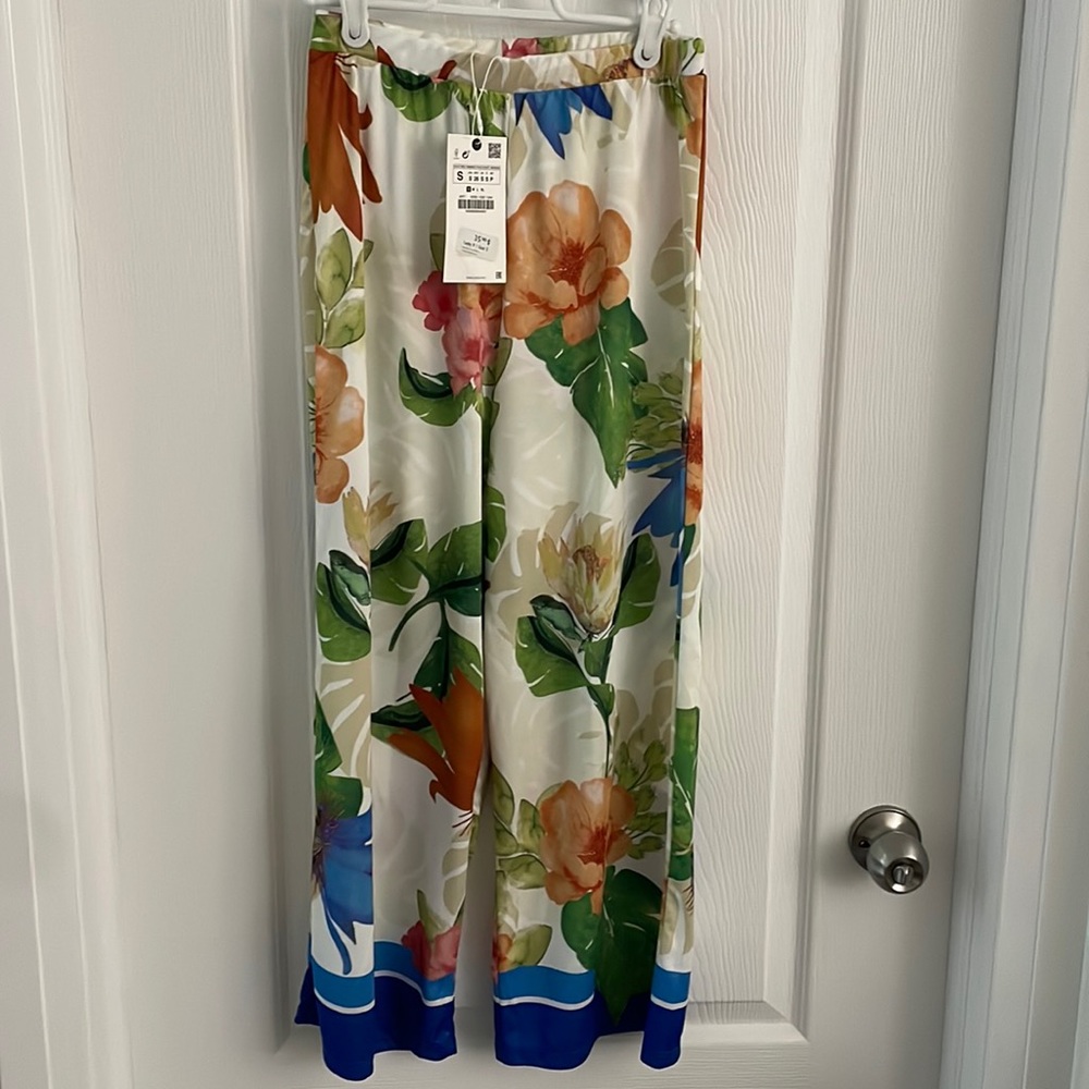Zara Floral Wide-Leg Pants - Multicolor
